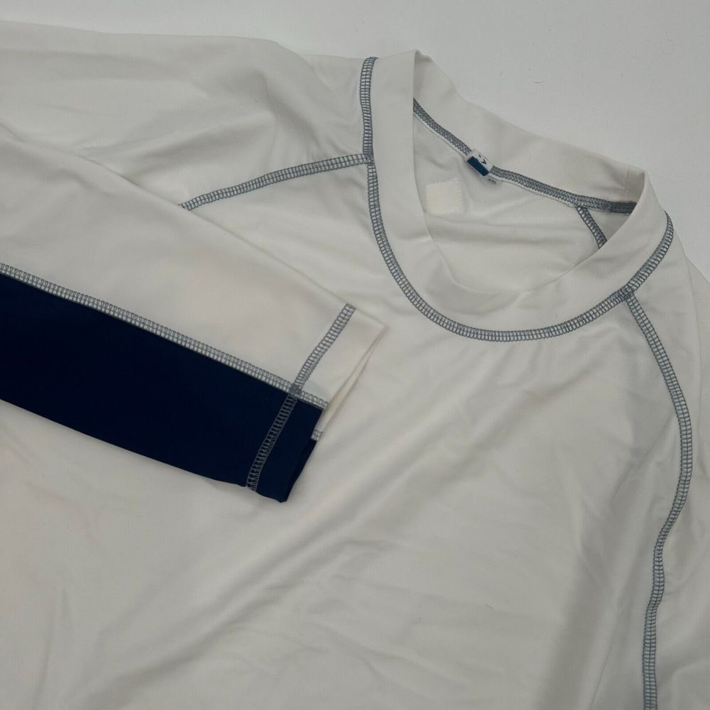 Cabana Life‎ Tee Shirt Mens 2XL White Blue Long Sleeve Performance Athletic Fit